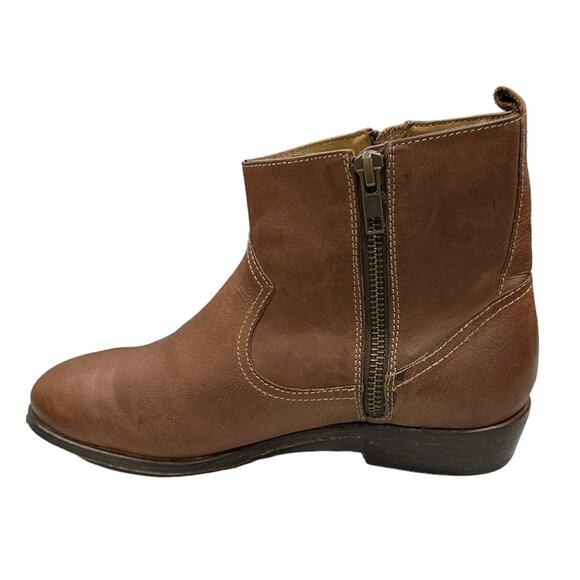 SAKS FIfth avenue Paris Brown leather booties 1” heel double zippers size 8 - Picture 4 of 7